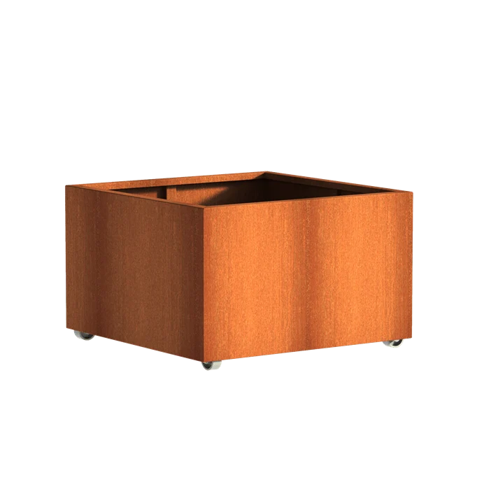 Jardinière en corten - Andes sur roulettes 1m x 1m x 0.6m