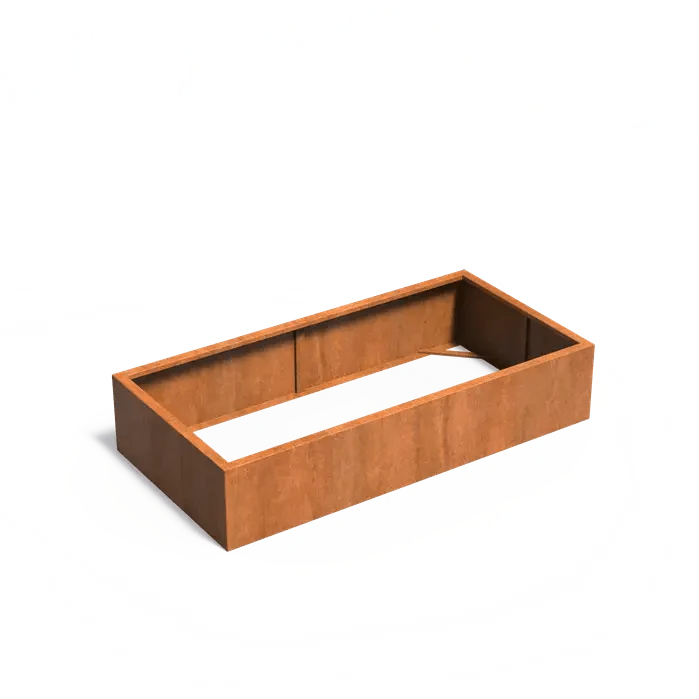 Jardinière en corten - Andes sans fond 2m x 1m x 0.4m