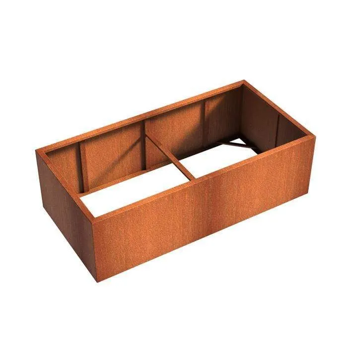 Jardinière en corten - Andes sans fond 2m x 1m x 0.6m
