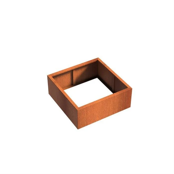 Jardinière en corten - Andes sans fond 1m x 1m x 0.4m