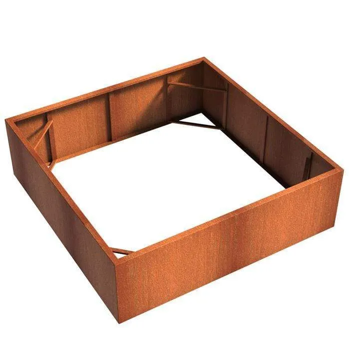 Jardinière en corten - Andes sans fond 2m x 2m x 0.6m