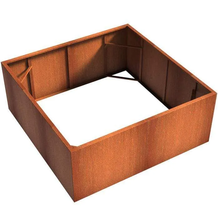 Jardinière en corten - Andes sans fond 2m x 2m x 0.8m