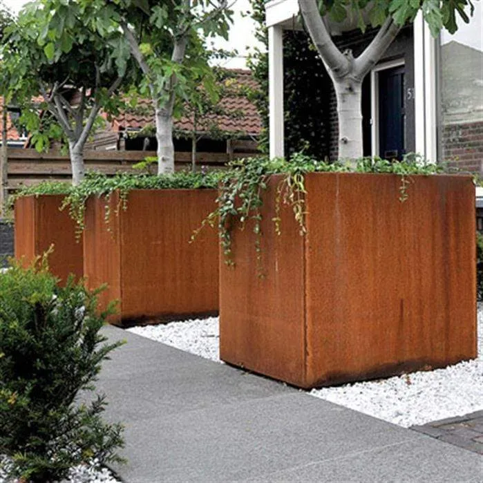 Jardinière en corten - Andes carré haut 0.4m x 0.4m x 1m