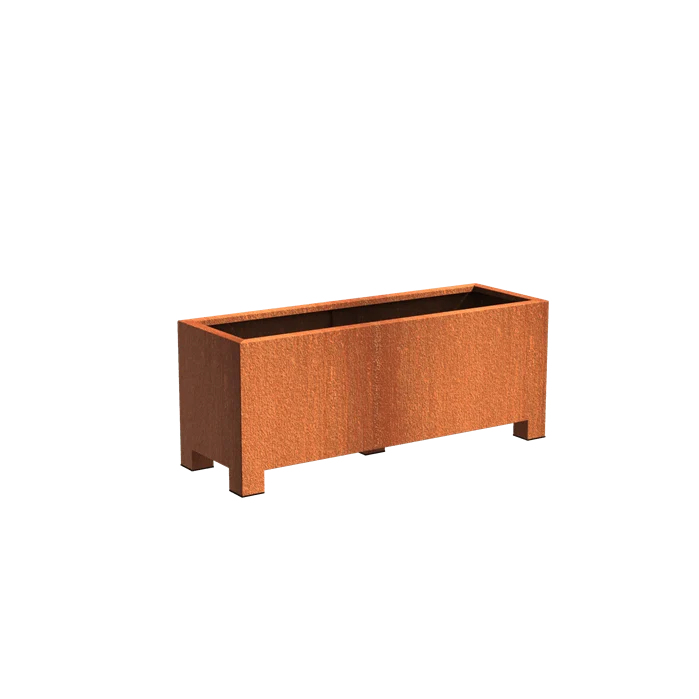 Jardinière en corten - Andes avec pieds 1.5m x 0.5m x 0,6m