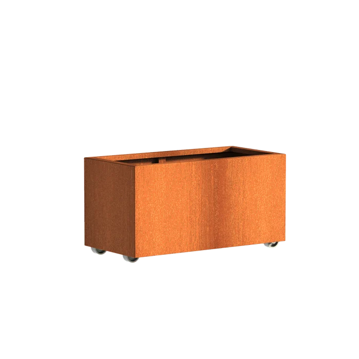 Jardinière en corten - Andes sur roulettes 1m x 0.5m x 0.5m