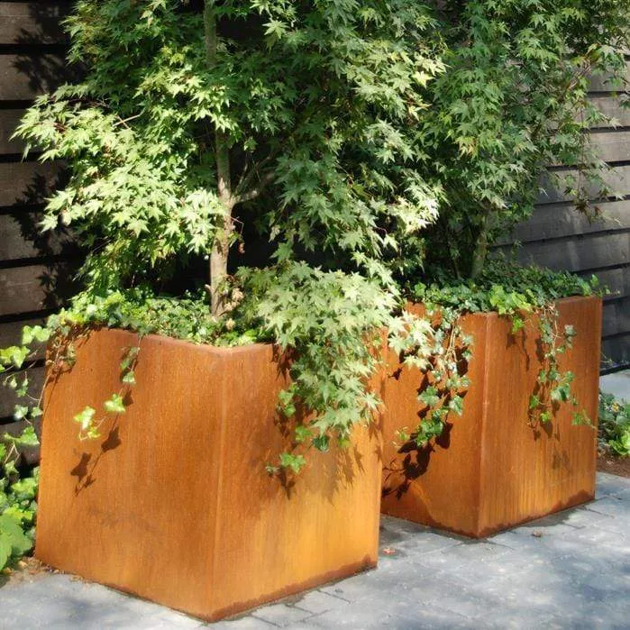 Jardinière en corten - Andes sur roulettes 1m x 0.5m x 0.5m