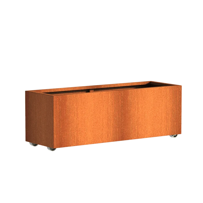 Jardinière en corten - Andes sur roulettes 2m x 0.5m x 0.5m