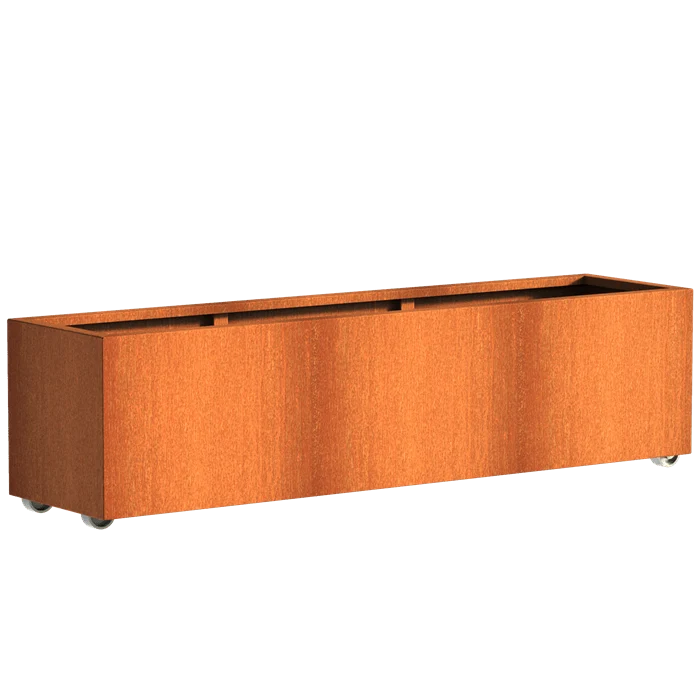 Jardinière en corten - Andes sur roulettes 2m x 0.5m x 0.5m
