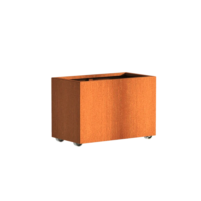Jardinière en corten - Andes sur roulettes 0.9m x 0.5m x 0.6m