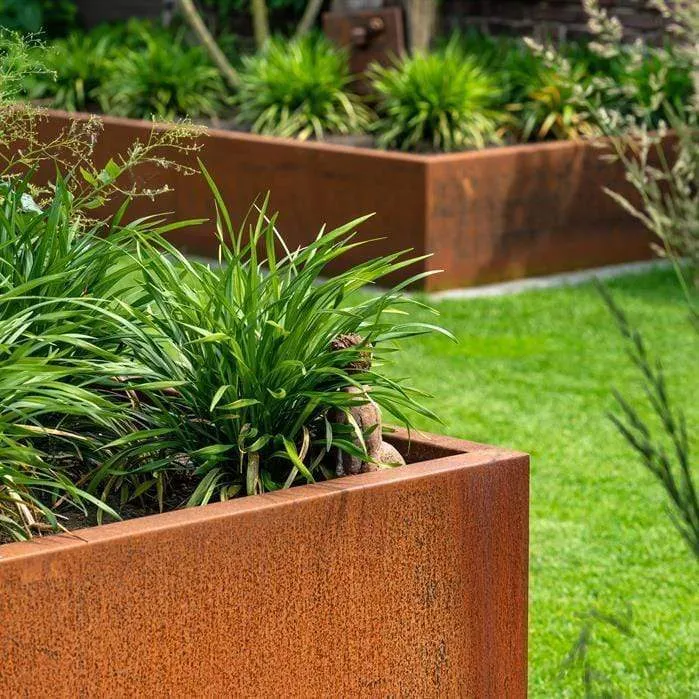 Jardinière en corten - Andes sur roulettes 0.9m x 0.5m x 0.6m