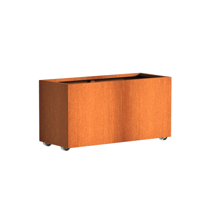 Jardinière en corten - Andes sur roulettes 1.2m x 0.5m x 0.6m