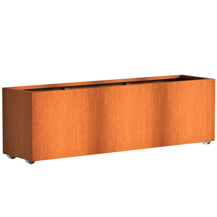 Jardinière en corten - Andes sur roulettes 2m x 0.5m x 0.6m