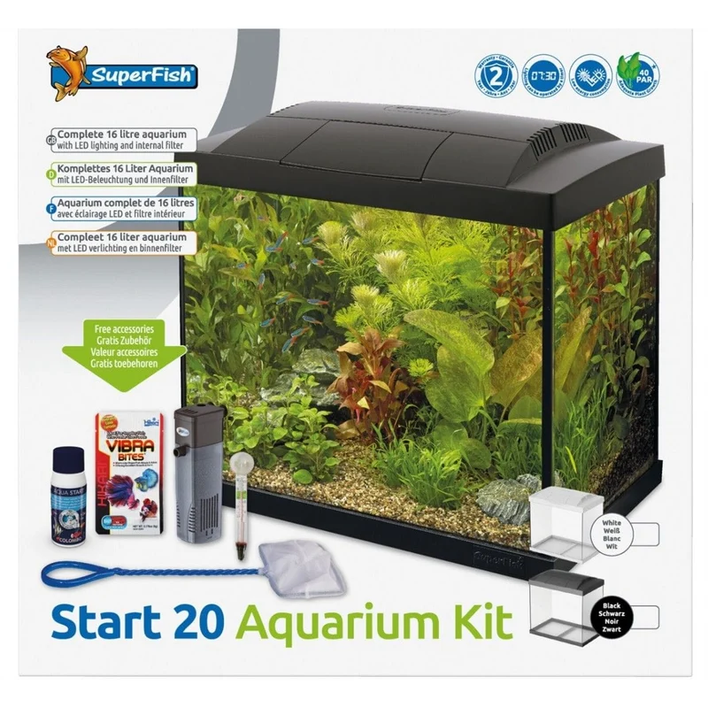 Aquarium Start 20 Goldfish Kit Noir - 20L - Superfish - Aquarium Kit Complet