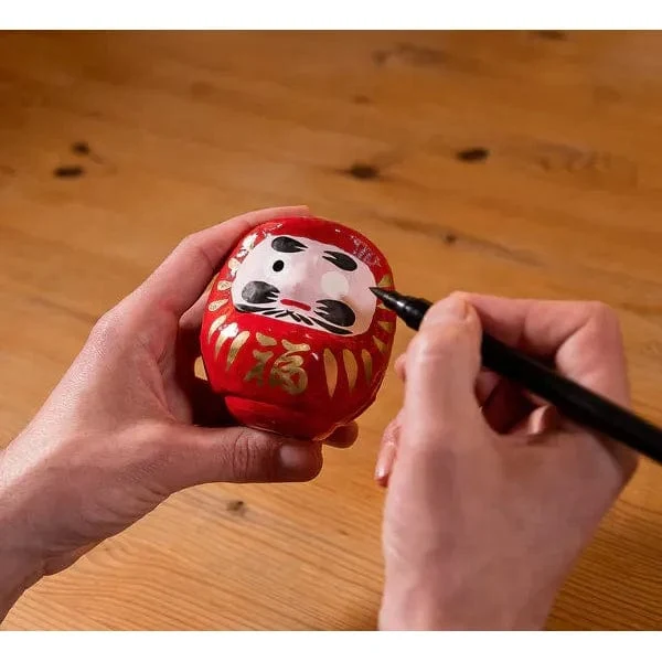 Daruma Traditionnel Rouge - Grand, Chance - Fabriqué au Japon