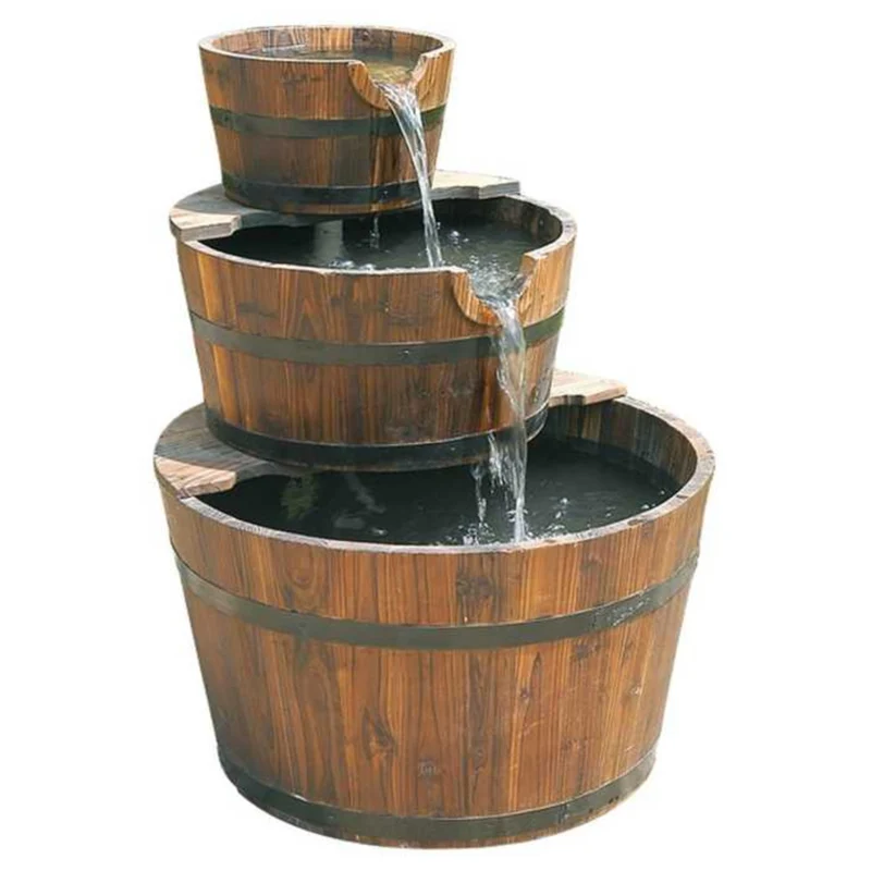 Edinburgh - Fontaine avec Tonneaux en bois - Cascade en kit avec Pompe & Tuyau
