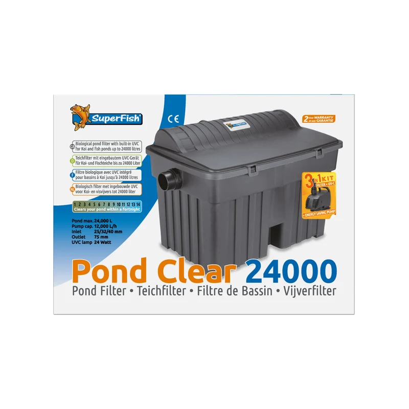 Pond Clear 24000 - Kit complet gravitaire pour petit bassin - Superfish