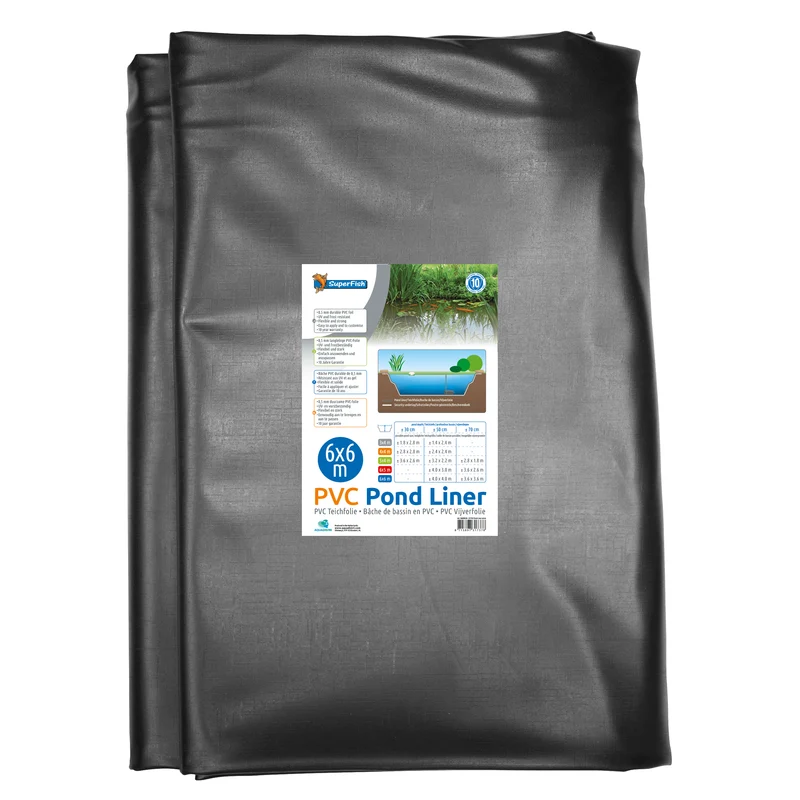 Bâche PVC noir pré-emballé - Pond Liner 0.5MM - 6 x 6M - Superfish