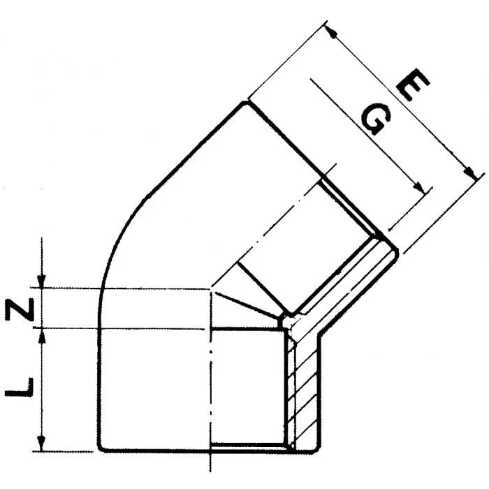 Coude 45° 2x filet intérieur PVC - À filet - Sous pression