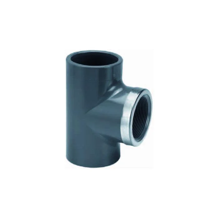 Pièce en T 90° avec bague de renfort inox PVC - Collé/Fileté - Sous pression