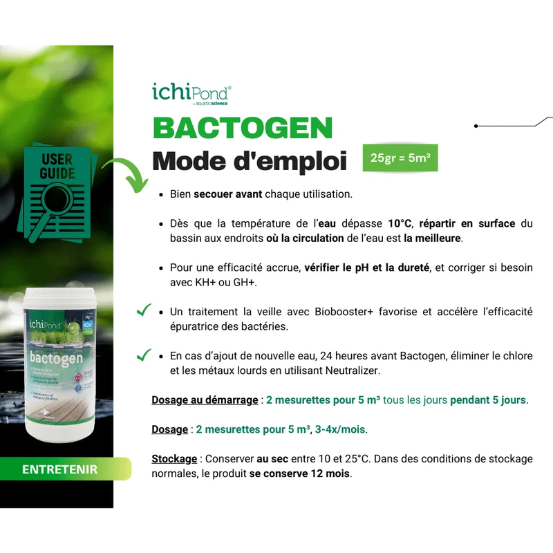 Bactogen pour 40m³ - Bactéries d'entretien de la filtration