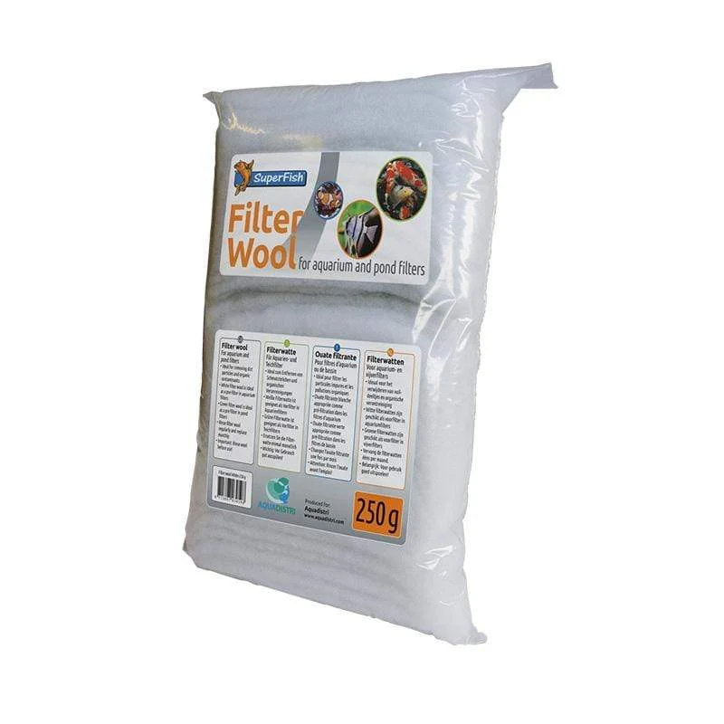 Ouate filtrante fine blanc pour bassin et aquarium - 250 grammes - Superfish