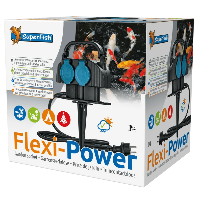 Flexi-Power - 4 prises normales - Multiprise de bassin et jardin - Superfish