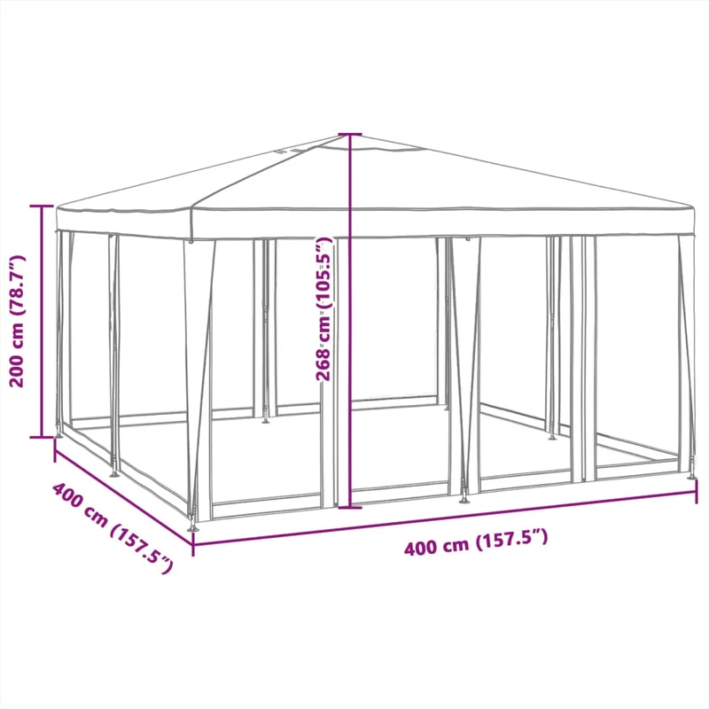 Partytent Met 8 Mesh Zijwanden Hdpe