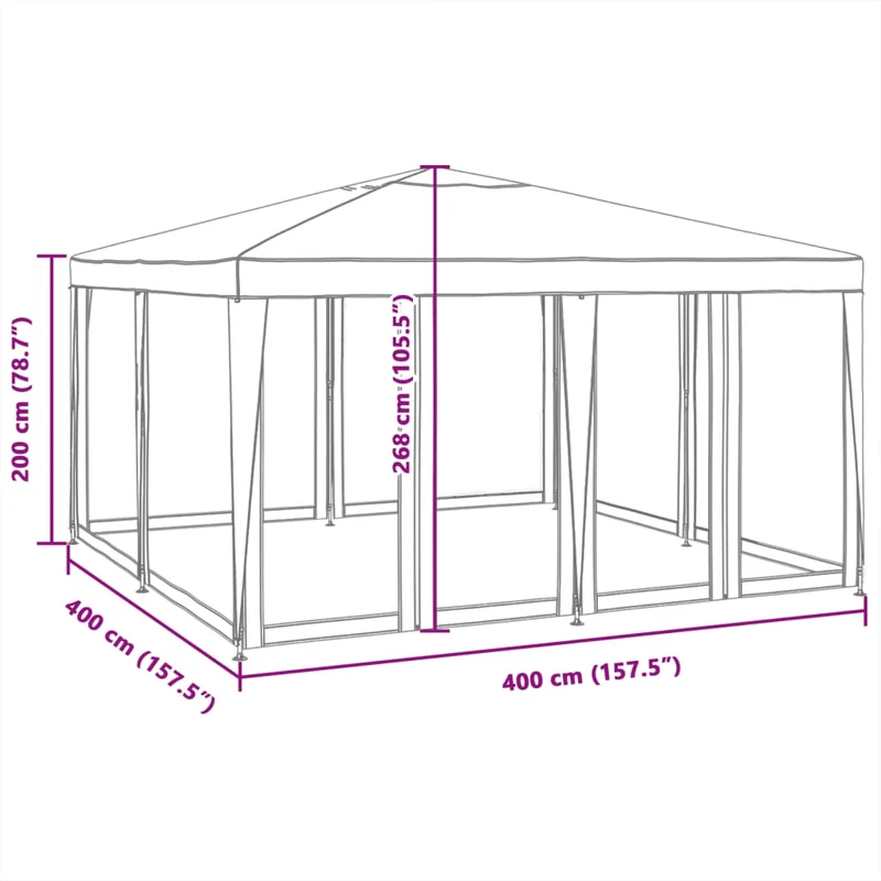 Partytent Met 8 Mesh Zijwanden Hdpe Kleurig
