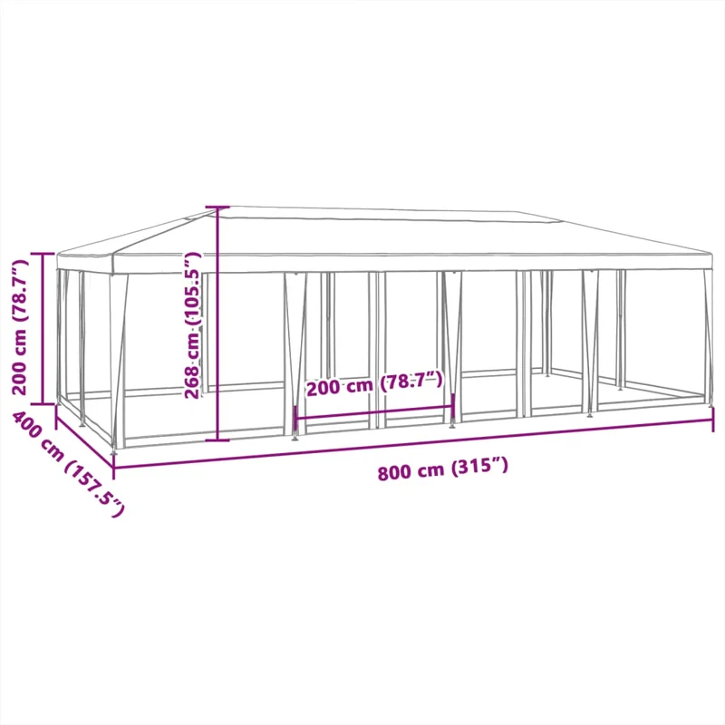 Partytent Met 12 Mesh Zijwanden Hdpe