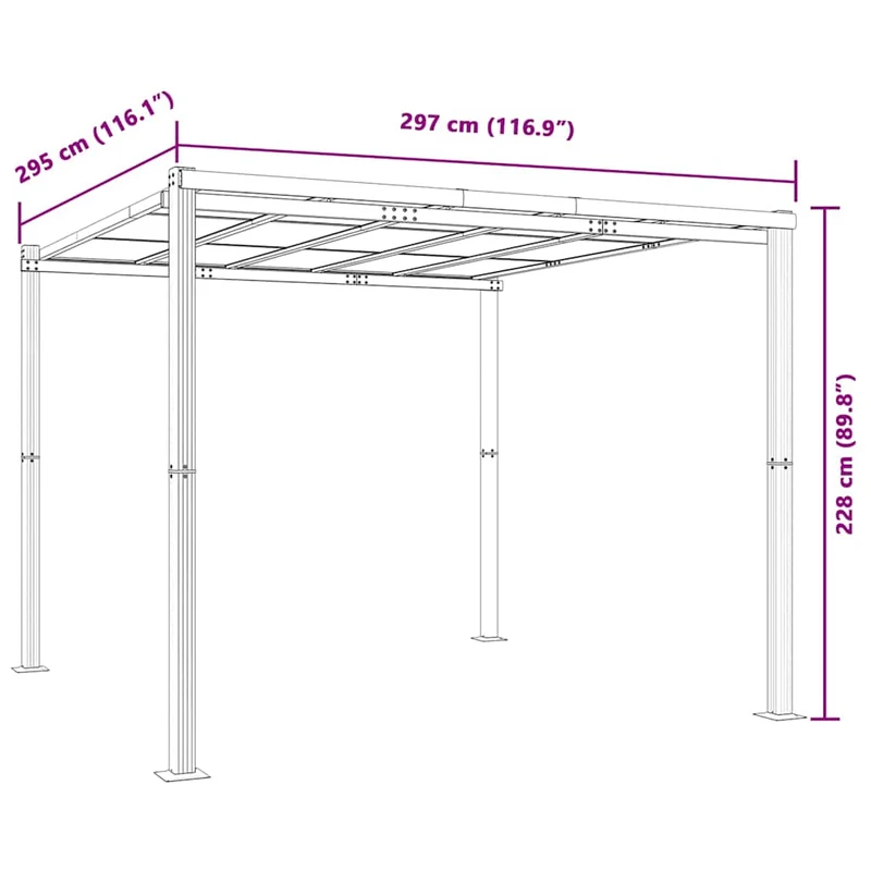 Tuinpaviljoen 3X3 M Aluminium Antracietkleurig
