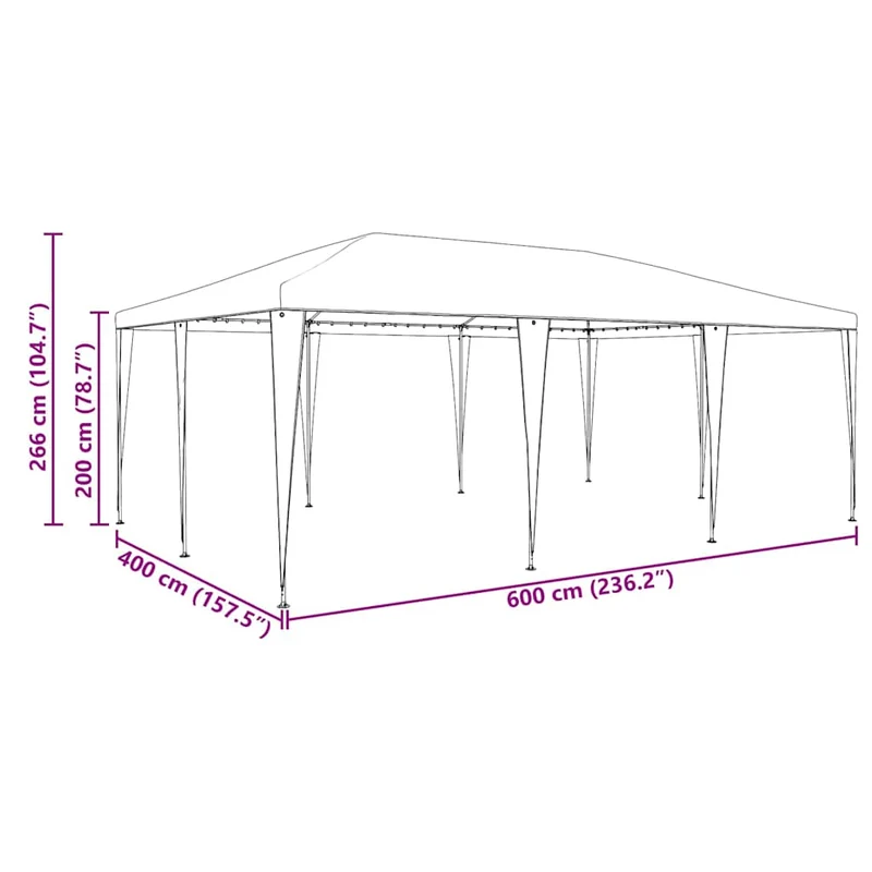 Partytent Antraciet 600 X 400 X 266 Cm Polyethyleen En Staal
