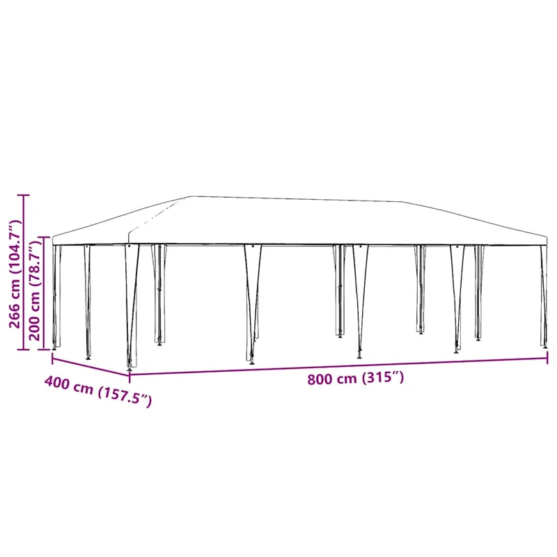Partytent Groen 800 X 400 X 266 Cm Polyethyleen En Staal