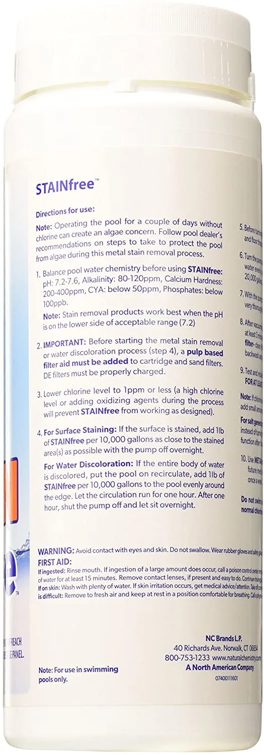 Stain Free – Éliminateur de taches métalliques pour piscine (793 g) | Traitement acide citrique