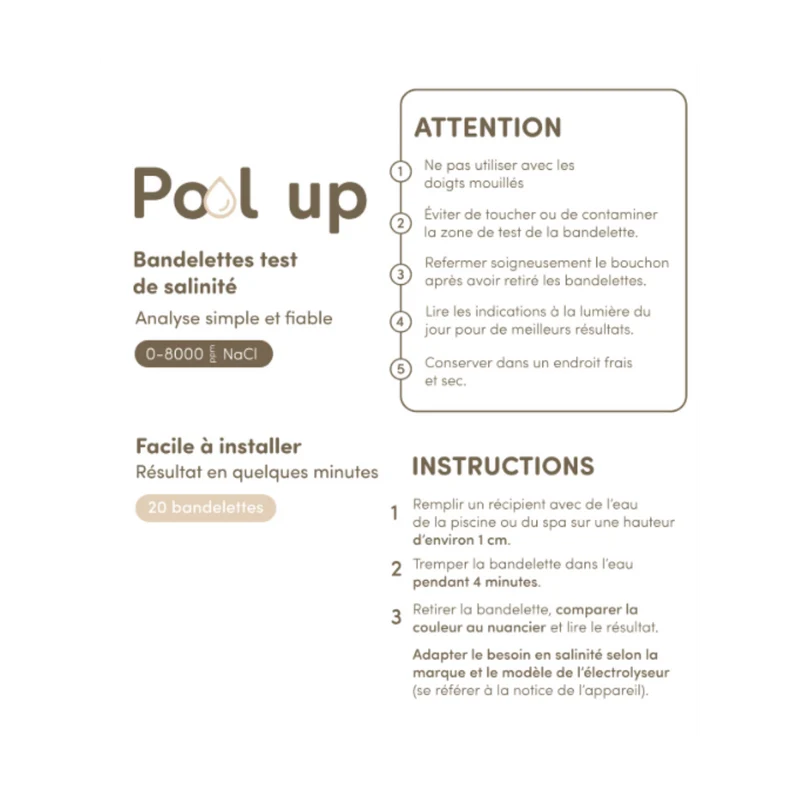 Bandelettes test de salinité piscine – Pool'Up