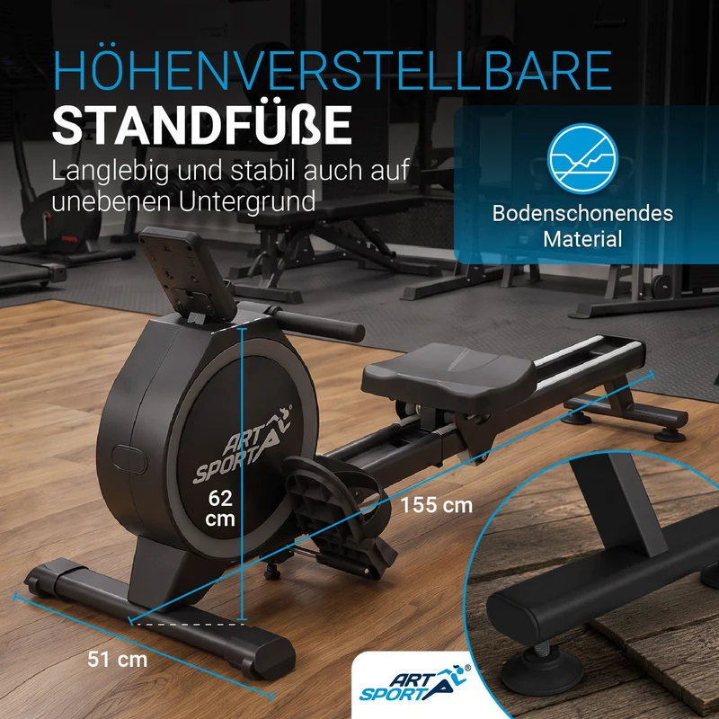 Rameur pliable Rowmaster – 16 niveaux de résistance, frein magnétique