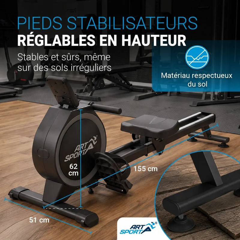 Rameur pliable Rowmaster – 16 niveaux de résistance, frein magnétique