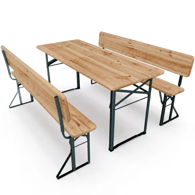 Ensemble table et bancs de brasserie Kempten – 8 places, pliant, avec dossiers