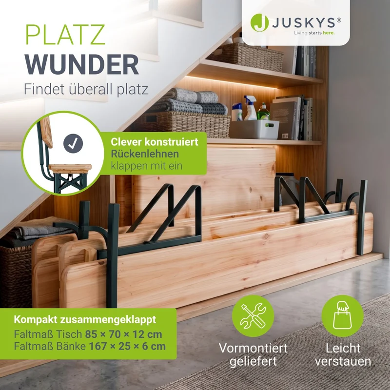 Ensemble table et bancs de brasserie Kempten – 8 places, pliant, avec dossiers