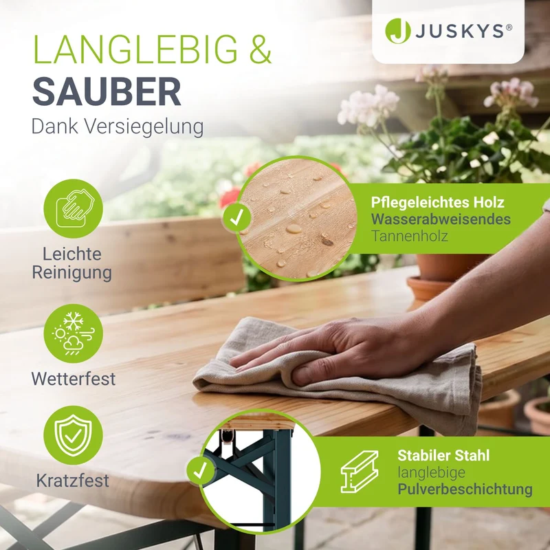 Ensemble table et bancs de brasserie Kempten – 8 places, pliant, avec dossiers
