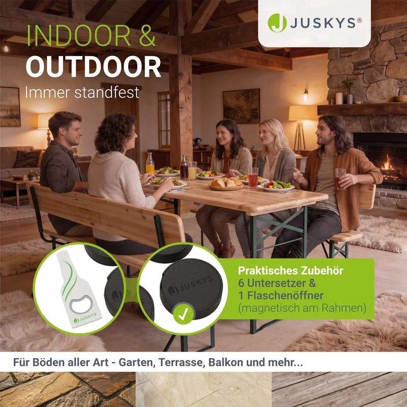 Ensemble table et bancs de brasserie Kempten – 8 places, pliant, avec dossiers