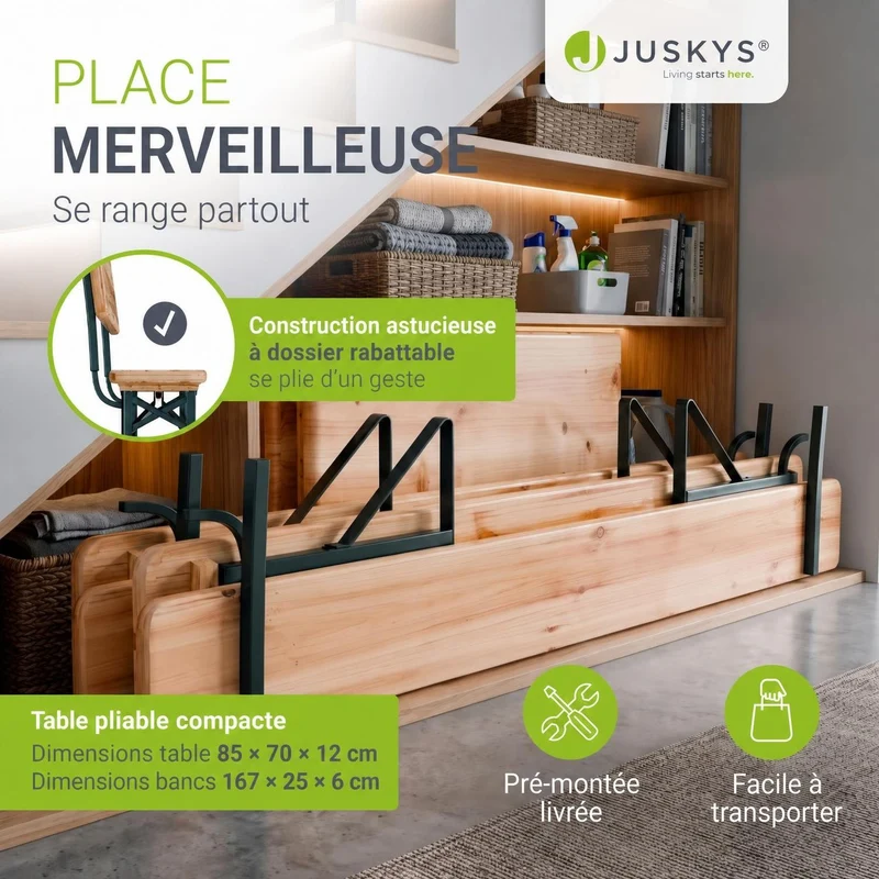 Ensemble table et bancs de brasserie Kempten – 8 places, pliant, avec dossiers