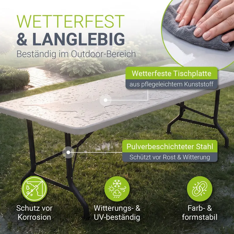 Table pliante Easyfold – 180 × 74 cm, jusqu'à 200 kg – 3 coloris