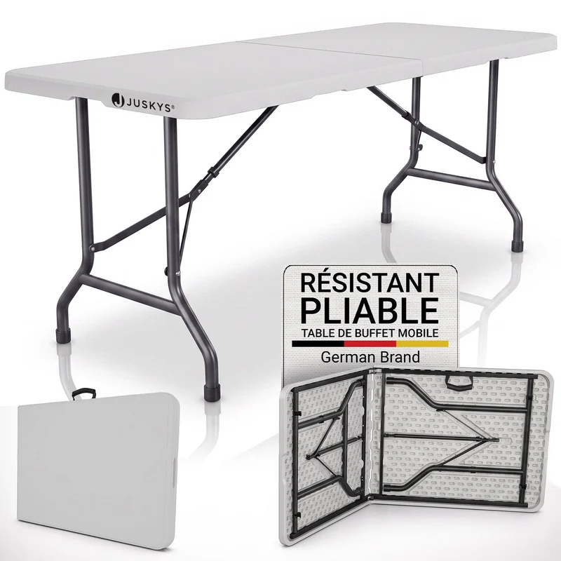 Table pliante Easyfold – 180 × 74 cm, jusqu'à 200 kg – 3 coloris