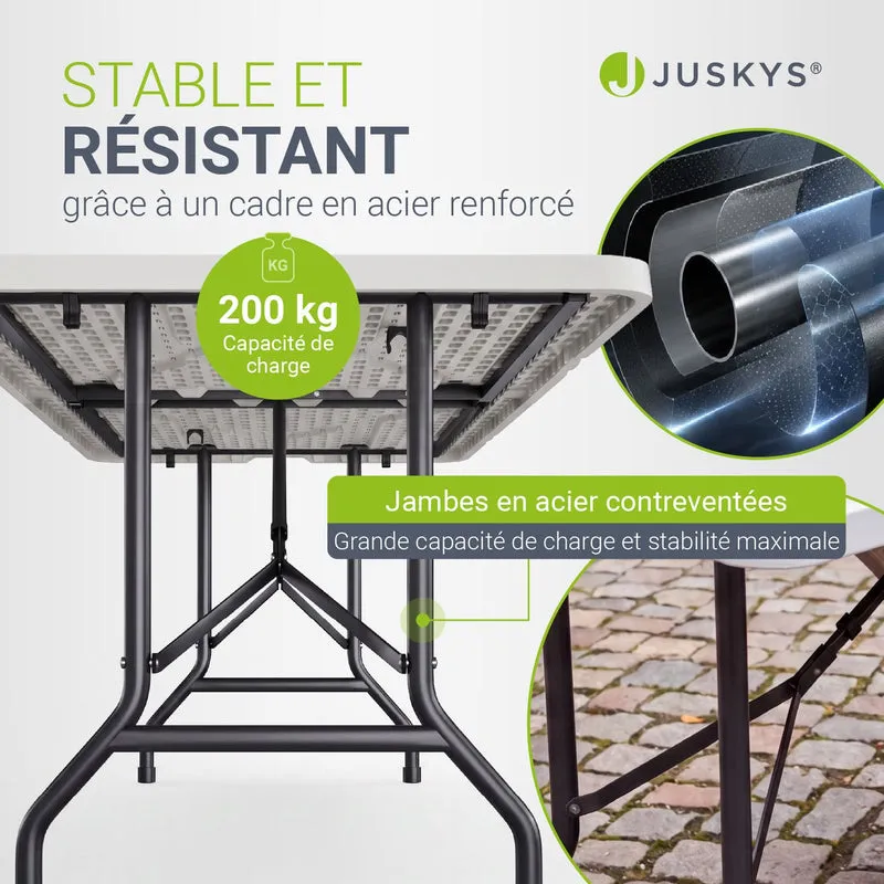 Table pliante Easyfold – 180 × 74 cm, jusqu'à 200 kg – 3 coloris