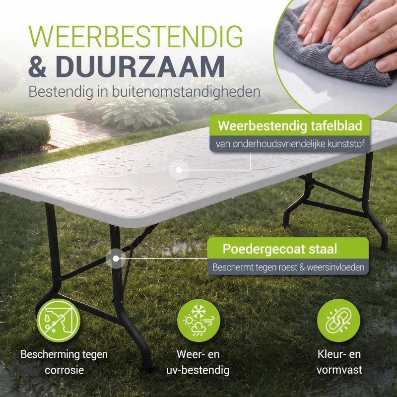 Table pliante Easyfold – 180 × 74 cm, jusqu'à 200 kg – 3 coloris