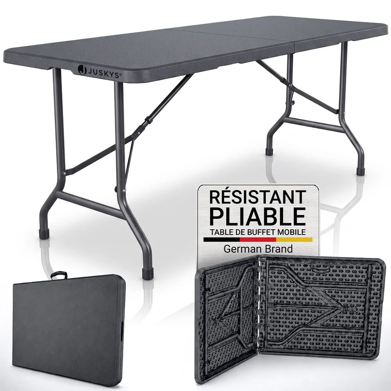 Table pliante Easyfold – 180 × 74 cm, jusqu'à 200 kg – 3 coloris