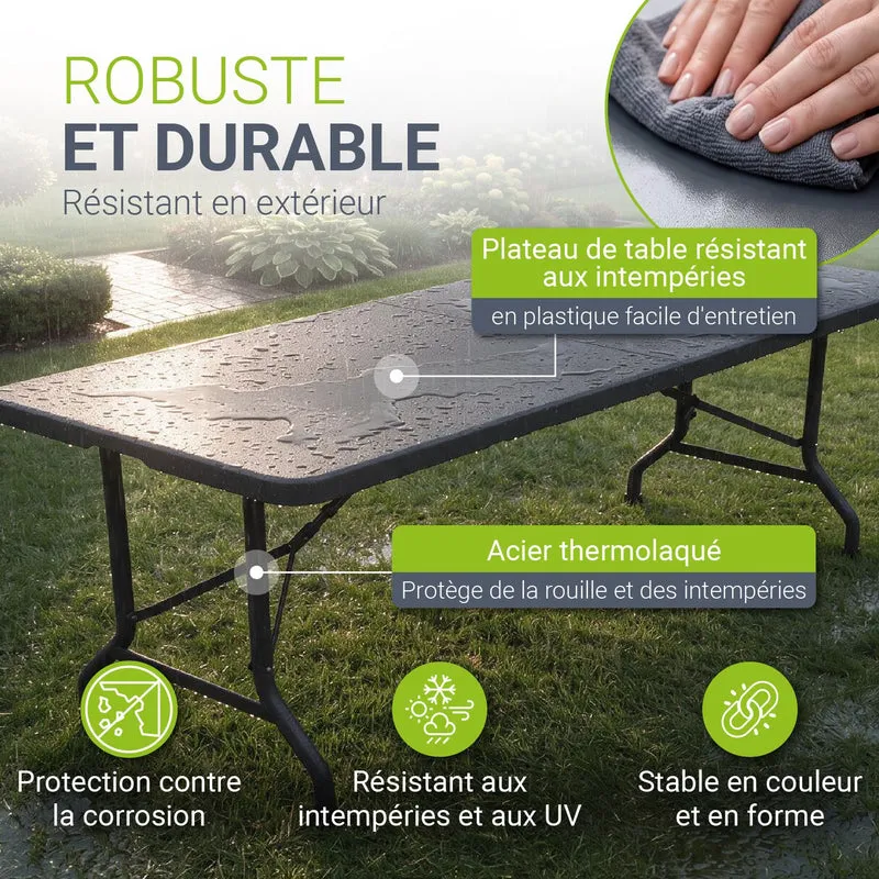 Table pliante Easyfold – 180 × 74 cm, jusqu'à 200 kg – 3 coloris