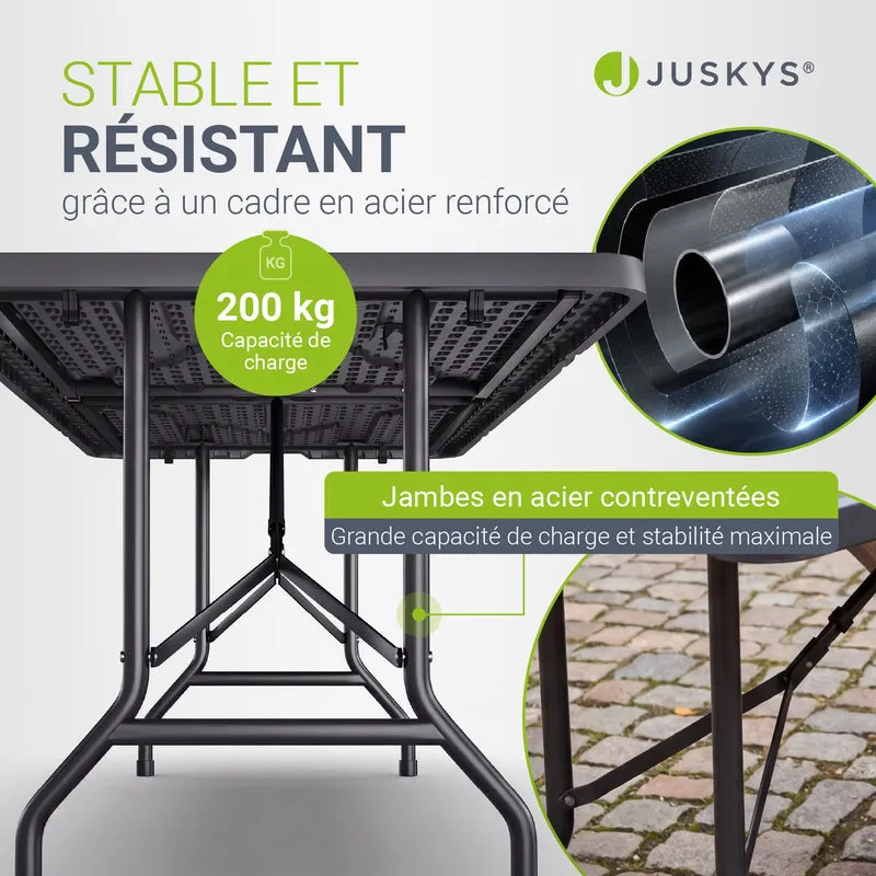 Table pliante Easyfold – 180 × 74 cm, jusqu'à 200 kg – 3 coloris