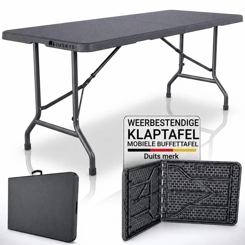 Table pliante Easyfold – 180 × 74 cm, jusqu'à 200 kg – 3 coloris