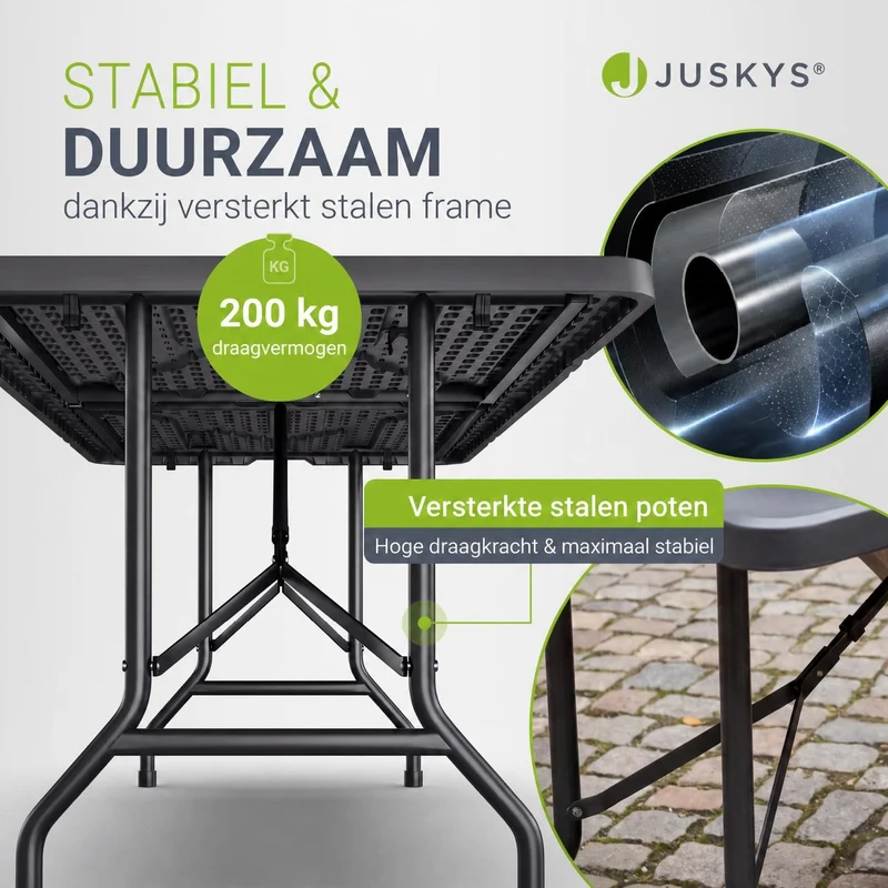 Table pliante Easyfold – 180 × 74 cm, jusqu'à 200 kg – 3 coloris
